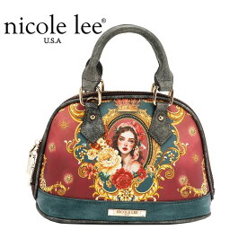 2025新作　数量限定 NICOLE LEE ニコールリー SET17117B THE QUEEN 2WAY ミニボストン ショルダー ハンドバッグ レディース ビーガンレザー 30代 40代 20代 50代 ビジュー 通勤通学 小さめ 薔薇 ロココ 女王 王室 ゴージャス ブローチ ワインレッド フラワー 花柄 ゴールド