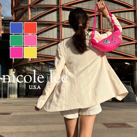 2025新作　数量限定 NICOLE LEE ニコールリー N17231 カラーパッチ クロワッサンバッグ ハンドバッグ ミニバッグ 小さめ ショルダーバッグ ナイロンバッグ レディース ビーガンレザー 30代 40代 20代 50代 通勤通学 アメリカンポップ ワッペン ビビッドカラー ニコルリー