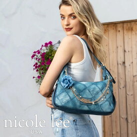 数量限定 NICOLE LEE ニコールリー P17092 ブルーフラワーショルダーバッグ 2WAY レディース ワンショルダー デニム キルティングパッチワーク 刺繍 通勤通学 nicolelee ニコルリー オトナカジュアル パール チェーン エレガント 上品 コサージュ ダイヤステッチ