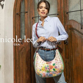 数量限定 NICOLE LEE ニコールリー DB17251 DREAMS BLOSSOM ショルダーバッグ ハンドバッグ レディース ビーガンレザー 30代 40代 20代 50代 通勤通学 フラワー クリスタルビーズ カラーストーン セレモニー ブーケ 花柄 ハレノヒ 桜ピンクストライプ フローラル