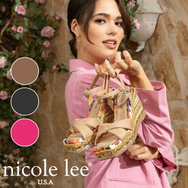 2025新作 数量限定 NICOLE LEE ニコールリー SNDL23103 BONNIE ESPADRILLE WEDGE SANDAL レディース ラグジュアリー エスパドリーユ ウェッジ サンダル クロスストラップ ニコルリー 靴 日本正規品 ラインストーン 花柄 トゥキャップ ミュール スリッパ フローラル