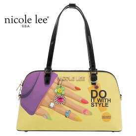 2025新作 数量限定 NICOLE LEE ニコールリー NP17248 NAIL POLISH ネイルポリッシュドームショルダーバッグ ハンドバッグ ロゴショルダー パステルカラー ビーガンレザー 30代 40代 20代 50代 通勤通学 宝石ビジュー 指輪 カラーストーン イエロー フラワー にこちゃん