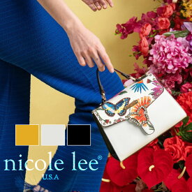 2024 新作 数量限定 NICOLE LEE ニコールリー BF16808 レディース 蝶 フラワー 花柄 かっちり スクエアバッグ ショルダーバッグ ビーガン レザー 30代 40代 20代 50代 60代 インスタ プレゼント 旅行 ボタニカル フローラル BUTTER-FLOWER 宝石 ビジュー 公式