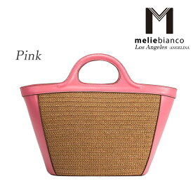 限定品 2024 Melie Bianco（メリービアンコ）AB9325 Amalfi Pink Medium Recycled Vegan Top Handle Bag レディース 手編みストロー 麦わら ハンドバッグ ビーチ トートバッグ 高級ヴィーガンレザー ビーガン ヘイリービーバー愛用ブランド バック 30代 40代 20代 50代