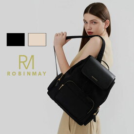 保証付 返品OK 正規品 2025 ROBINMAY ロビンメイ Z378 Louis Backpack レディース 軽量 ナイロン バックパック リュック バッグ ロゴ入り 大容量 ビーガンレザー ヴィーガン 30代 40代 20代 SDGs サステナブル 50代 マザーズバッグ 大きめ マザーズバッグ 海外旅行