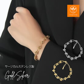 【最大40%オフクーポン★お買い物マラソン】 ブレスレット レディース メンズライク 結び目 ノット ブレスレット シンプル デザインブレスレット 愛され ブレスレット サージカルステンレス製 K18コーティング 錆びない ブレスレット 金属アレルギー
