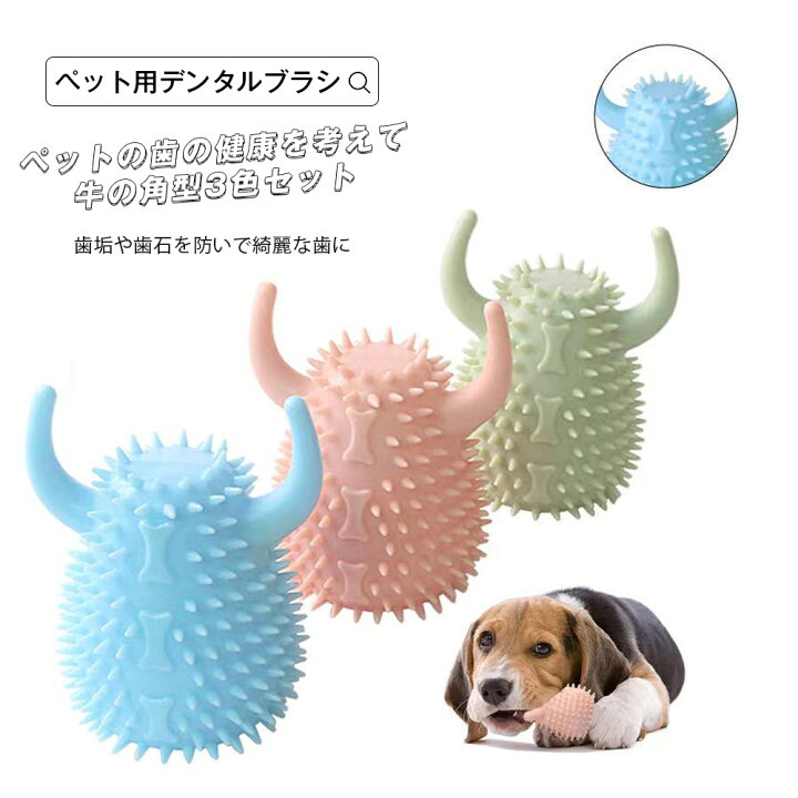 楽天市場 犬 おもちゃ 歯磨き用おもちゃ 犬用おもちゃ お手入れ用品 デンタルケア用品 犬用品 ペット ペットグッズ ペット用品 小型犬 中型犬 デンタルケア 歯磨き 歯垢 歯石 綺麗 丸洗い 耐噛 弾力 Tpr素材 3個セット ピンク グリーン ブルー 宅配便rsl エンジェル