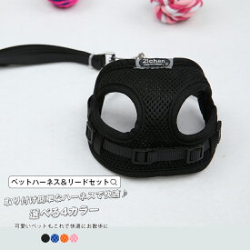 ペットハーネス＆リードセット ペット ペットグッズ 犬用品 猫用 胴輪・リード ハーネスリード 犬 小型犬 中型犬 犬用 猫用 ハーネス 犬具 胴輪 リードセット メッシュ 通気性 オールシーズン 散歩 お出かけ 簡単装着 おしゃれ かわいい メール便y