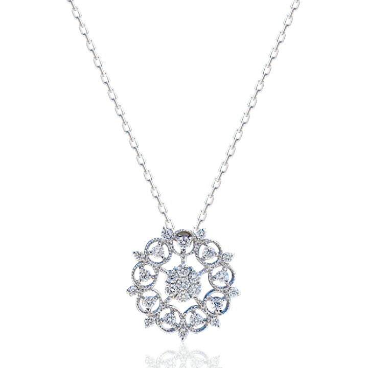 楽天市場】[Pt900/Pt850][K18]ダイヤモンドネックレス(0.20ct)雪の結晶 