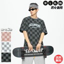 メンズ Tシャツ 半袖 夏 春 トップス チェッカー柄 クルーネック コットン かっこいい おしゃれ 韓国 ストリート系 服 カジュアル ヒップホップ ダンス 男女兼用 お揃い ブラック ライトグレー ピンク M L XL 2XL P162