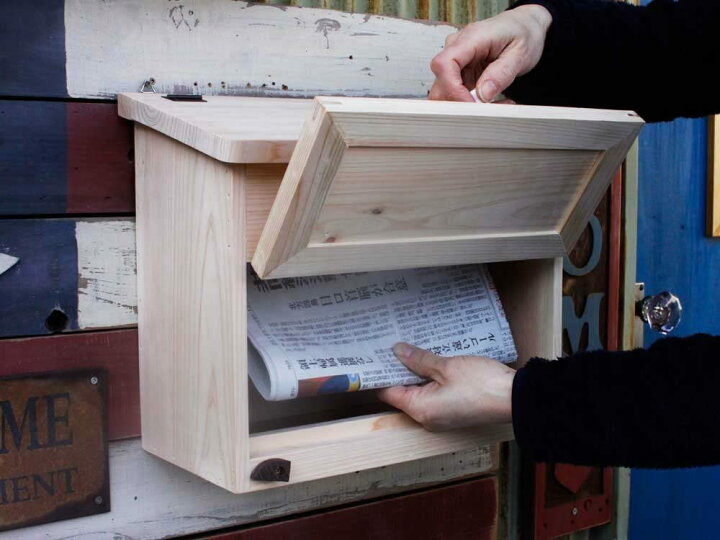 楽天市場】ポスト 横型 白木クリア防水塗装 37×20×30cm 奥行17cm 