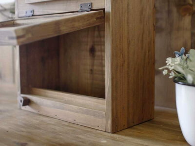 ポスト縦型POSTアンティークブラウン29×14×35cmフローラガラス扉スクエア型フラット開閉タイプ木製ひのきオーダーメイド