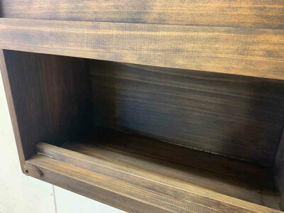 ポスト横型ダークブラウン37×20×30cmフラット開閉本体奥行17cm大容量木製ひのきハンドメイドオーダーメイド