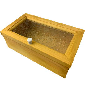 アクセサリーボックス フローラガラス ナチュラル 28×16×10cm 陶器つまみ ひのき 木製 ハンドメイド オーダーメイド