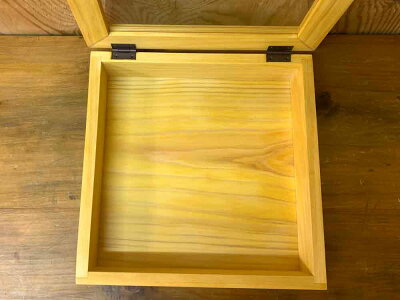 アクセサリーケース透明ガラスナチュラル24×24×7cm陶器つまみ木製ひのきハンドメイドオーダーメイド
