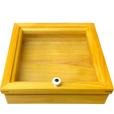 アクセサリーケース透明ガラスナチュラル24×24×7cm陶器つまみ木製ひのきハンドメイドオーダーメイド