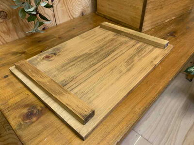 木箱アンティークブラウン35×25×25cm二方桟蓋つきカントリーウッドボックス収納箱木製ひのきハンドメイドオーダーメイド