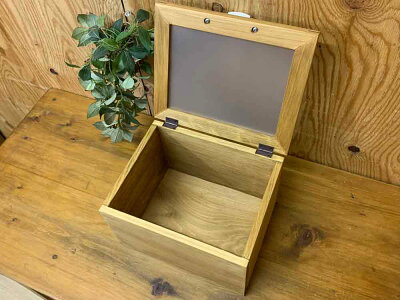 カントリーボックスアンティークブラウン25×20×18cmすりガラス扉収納箱おもちゃ箱ウッドボックス木製ひのきオーダーメイド