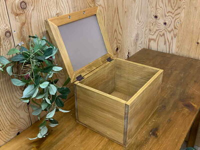 カントリーボックスアンティークブラウン25×20×18cmすりガラス扉収納箱おもちゃ箱ウッドボックス木製ひのきオーダーメイド