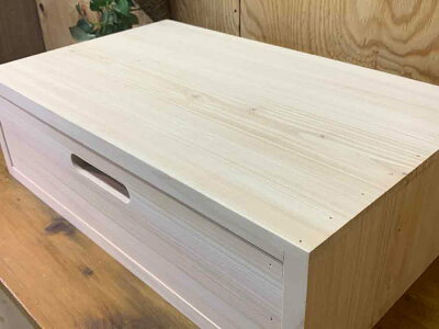 ドロワー隙間収納引き出し無塗装白木50×30×15cmDVD・ブルーレイレコーダー台にも木製ひのきハンドメイドオーダーメイド