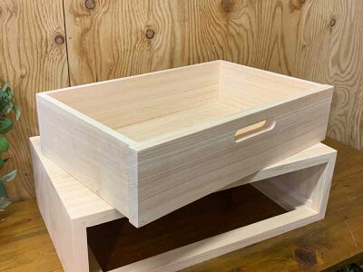 ドロワー隙間収納引き出し無塗装白木50×30×15cmDVD・ブルーレイレコーダー台にも木製ひのきハンドメイドオーダーメイド