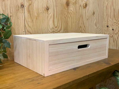 ドロワー隙間収納引き出し無塗装白木50×30×15cmDVD・ブルーレイレコーダー台にも木製ひのきハンドメイドオーダーメイド