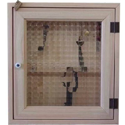 キーボックス無塗装白木25×7×30cmチェッカーガラスニッチ用埋込タイプ木製ひのきハンドメイドオーダーメイド