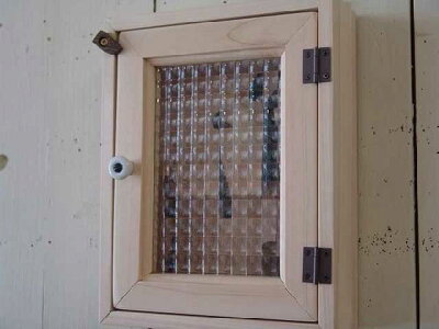 キーボックス無塗装白木20×7×25cmチェッカーガラス角型ニッチ用オーダーメイド木製ひのきハンドメイドオーダーメイド