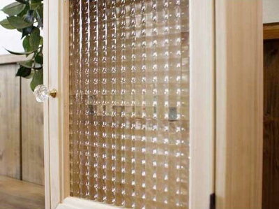 キーボックス無塗装白木チェッカーガラス28×35×7cmパンプキンノブニッチ用埋込タイプ木製ひのきハンドメイドオーダーメイド