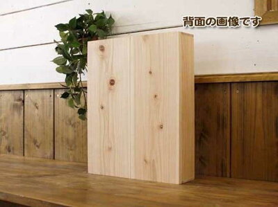 キーボックス無塗装白木チェッカーガラス28×35×7cmパンプキンノブニッチ用埋込タイプ木製ひのきハンドメイドオーダーメイド