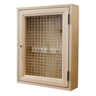 キーボックス無塗装白木チェッカーガラス28×35×7cmパンプキンノブニッチ用埋込タイプ木製ひのきハンドメイドオーダーメイド