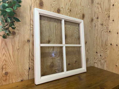 FIX窓アルトドイッチェ無塗装白木60x3.5x60cm両面桟入り室内窓木製ひのきハンドメイドオーダーメイド