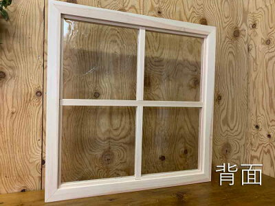 FIX窓アルトドイッチェ無塗装白木60x3.5x60cm両面桟入り室内窓木製ひのきハンドメイドオーダーメイド