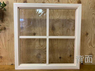 FIX窓アルトドイッチェ無塗装白木60x3.5x60cm両面桟入り室内窓木製ひのきハンドメイドオーダーメイド