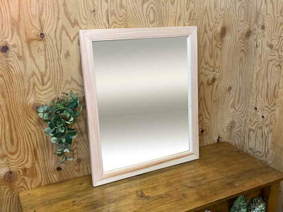 ウッドミラー壁掛け無塗装白木60×2×70cm吊り下げ金具付き縦型木製ひのきハンドメイドオーダーメイド