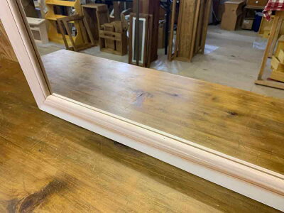 ウッドミラー壁掛け無塗装白木60×2×70cm吊り下げ金具付き縦型木製ひのきハンドメイドオーダーメイド