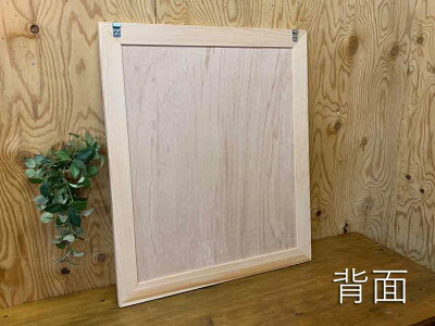 ウッドミラー壁掛け無塗装白木60×2×70cm吊り下げ金具付き縦型木製ひのきハンドメイドオーダーメイド