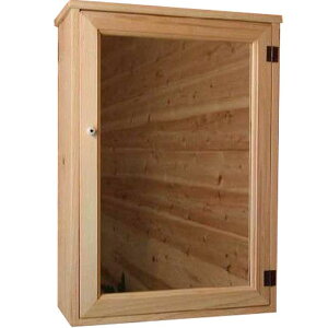 キャビネットシェルフ ミラー扉 ライトオーク w35d15h49cm 木製 ひのき ハンドメイド オーダーメイド