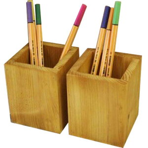 ペンスタンド 2個セット ナチュラル 8×8×10cm 北欧 木製 ひのき ハンドメイド オーダーメイド