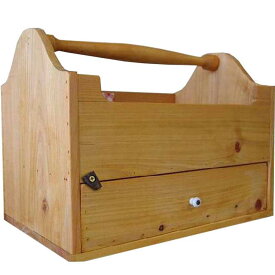 ツールボックス ナチュラル 37x24x30cm 工具箱・ソーイングボックスにも 木製 ひのき ハンドメイド オーダーメイド