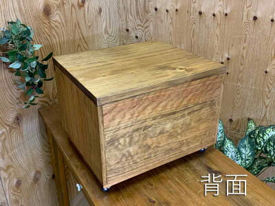 ノートパソコンラックチェッカーガラスアンティークブラウン40×35×30cmキャスターつき木製ひのきハンドメイドオーダーメイド