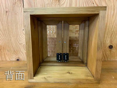 キャットドアチェッカーガラスアンティークブラウン24×13×24cm真鍮つまみストッパー付き木製ひのきハンドメイドオーダーメイド