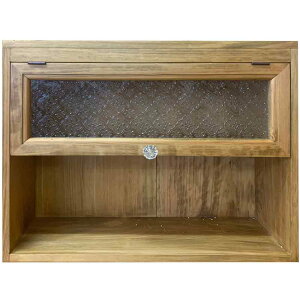 スパイスラック フローラガラス アンティークブラウン 45×15×35cm パンプキンノブ 置き型 二段 木製 ひのき ハンドメイド オーダーメイド