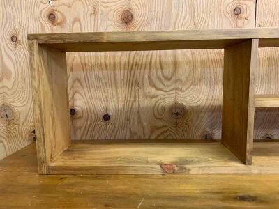 置き型ラックアンティークブラウン88×15×29cm天板厚み2cmフルオープンタイプ仕切り棚ニッチ木製ひのきハンドメイドオーダーメイド