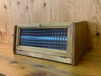 ブレッドケース角型チェッカーガラスアンティークブラウン40×28×18cmパンプキンノブ横長タイプ木製ひのきハンドメイドオーダーメイド