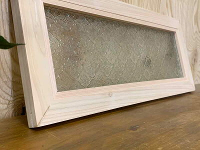 ガラスフレーム室内窓フローラガラス無塗装白木20×2×50cm北欧木製ひのきハンドメイドオーダーメイド