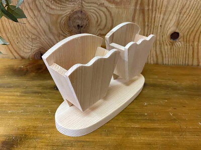 早め発送1603335クレープスタンドダブル無塗装白木10×7×12.5cm文字なし木製ひのきハンドメイド