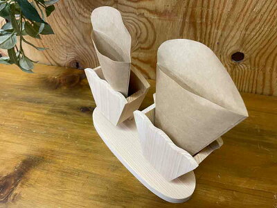 早め発送1603335クレープスタンドダブル無塗装白木10×7×12.5cm文字なし木製ひのきハンドメイド