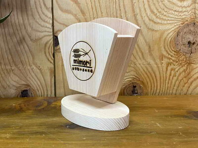 クレープスタンド無塗装白木10×7×12.5cm店舗用ロゴシングル木製ひのきハンドメイドオーダーメイド