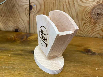 クレープスタンド無塗装白木10×7×12.5cm店舗用ロゴシングル木製ひのきハンドメイドオーダーメイド